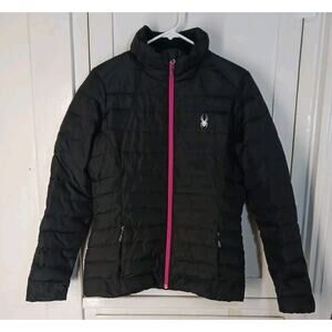 Spyder Down Puffer Jacket PRYMO 550 Fill Insulator Women's Size M Black Pink